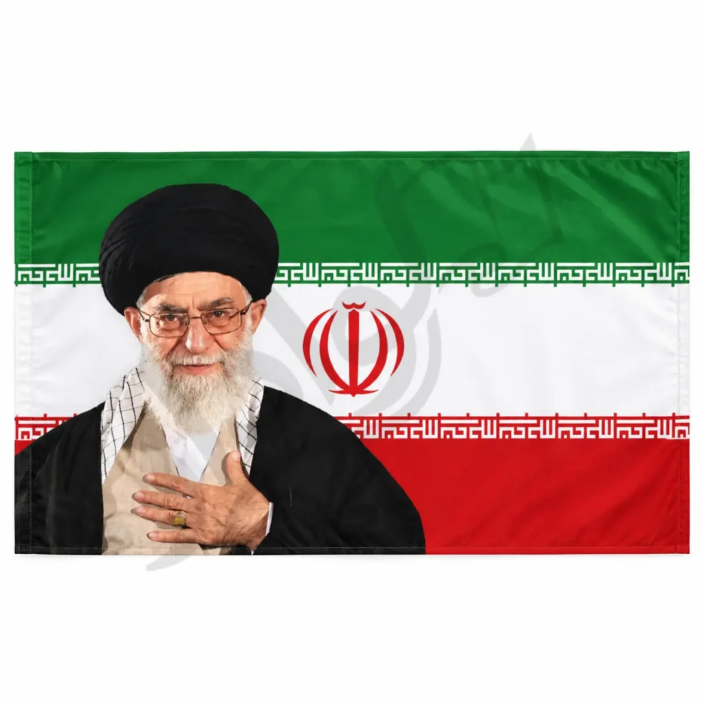 پرچم ایران با طرح رهبر شهید سیدعلی خامنه ای